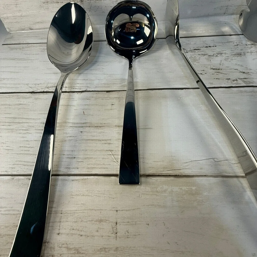 NIB Lenox 7 Piece Hostess Serving Set Stainless Steel Ladle Tongs Cake Server